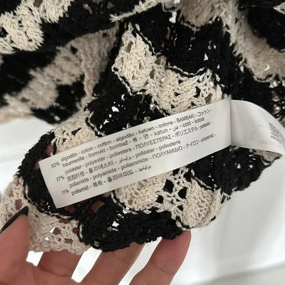 ZARA CROCHET STRIPED POINTELLE KNIT SWEATER DRESS Size Medium Mini dress - Picture 7 of 8